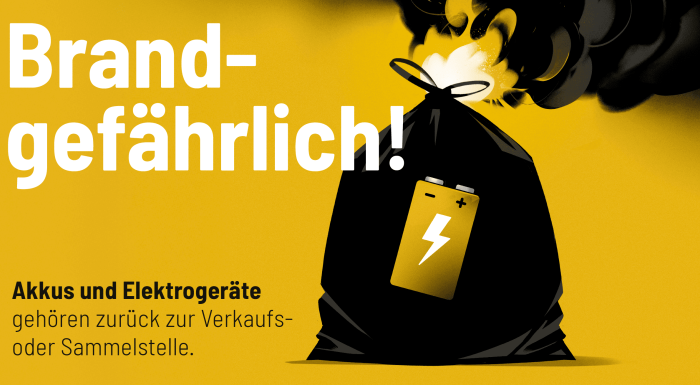 Falsch entsorgte Akkus und Elektrogeräte sind brandgefährlich